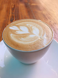 High angle view of coffee on table