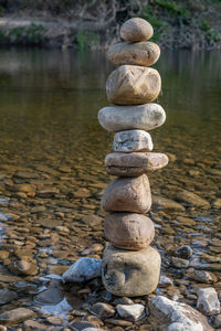 Stack of stones in lake