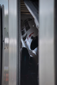 View of train through window