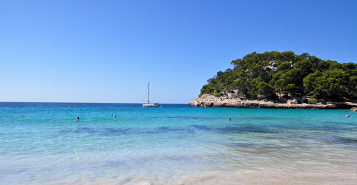 Scenic view of sea against clear sky