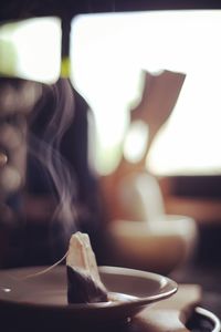 Close-up of chocolate cake on table
