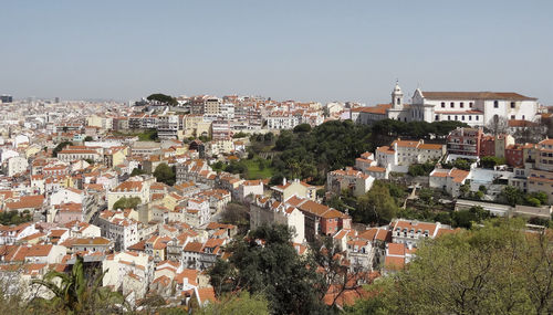 High angle view of townscape against sky