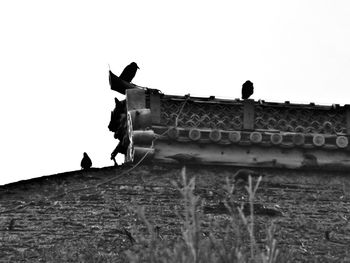 Low angle view of built structure against clear sky