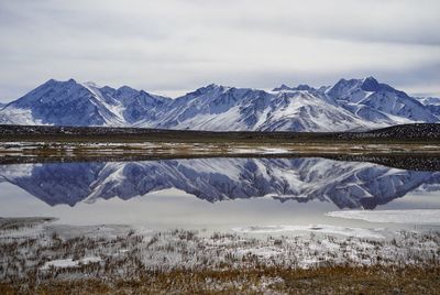 Scenic view of mountains against sky