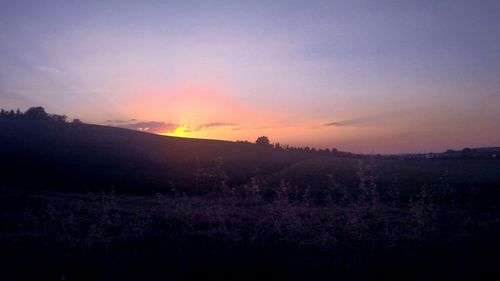 Scenic view of landscape against sky during sunset