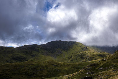 Scenic view of mountains against sky