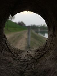 Close-up of hole in tunnel