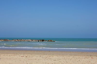Scenic view of sea against clear sky