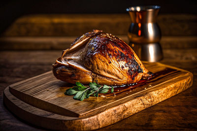 Close-up of food on cutting board