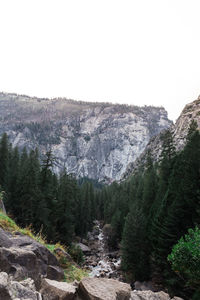 Scenic view of rocky mountains against clear sky