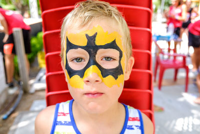 Portrait of boy wearing mask