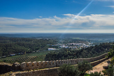 High angle view of townscape against sky