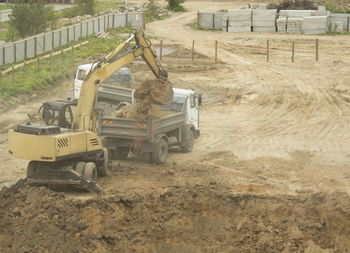 Construction site on field