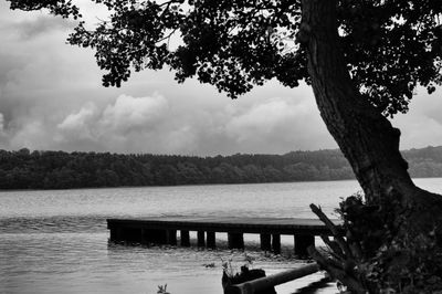 Scenic view of lake and trees against sky