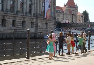 Woman standing in city