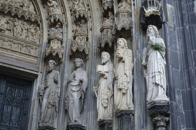 Low angle view of statues on building