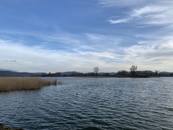 Scenic view of lake against sky