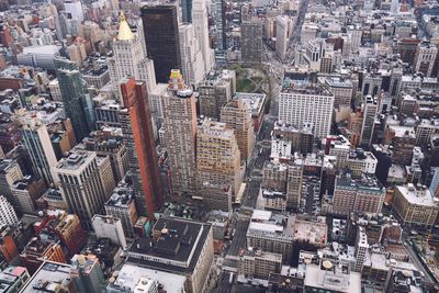 Aerial view of congested building in city
