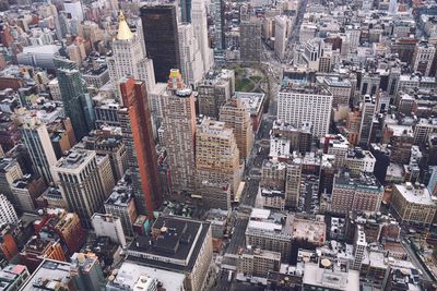 Aerial view of congested building in city