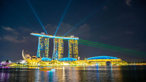 Illuminated city at night