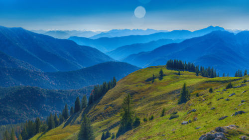 Scenic view of mountains against sky