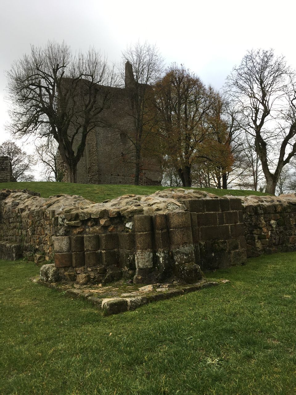 VIEW OF OLD RUIN ON FIELD AGAINST SKY