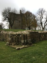 View of old ruin on field