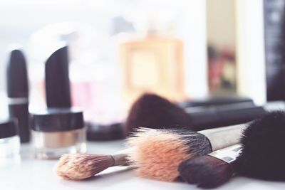 Close-up of make-up brushes