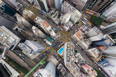 High angle view of street amidst buildings in city