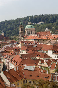 High angle view of townscape against sky