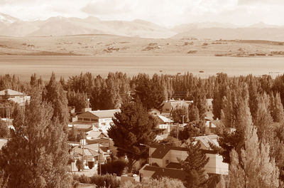 High angle view of townscape against sky