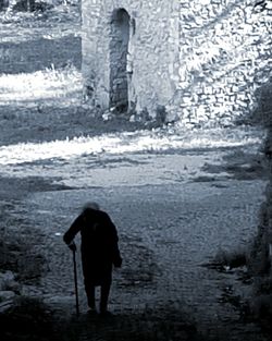 Rear view of woman standing in water