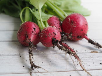 Close-up of strawberries on table