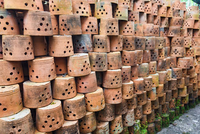 Full frame shot of potteries