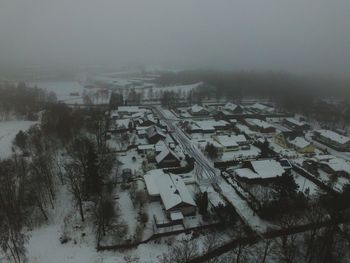 High angle view of houses during winter