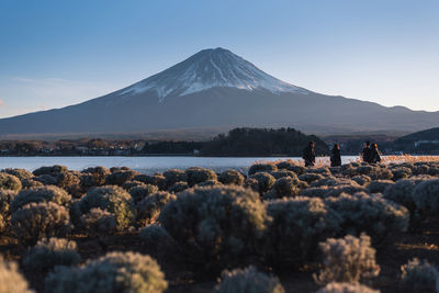 Fujiyama mountain view from park near kawaguchiko lake.