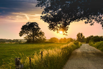 Scenic view of field against sky during sunset