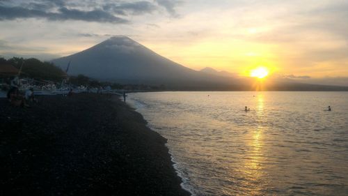 Scenic view of sea against sky during sunset