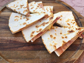 High angle view of bread on table