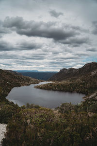 Scenic view of lake against sky
