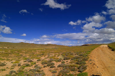 Scenic view of land against sky