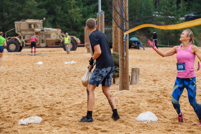 Group of people playing with ball