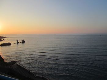 Scenic view of sea against clear sky