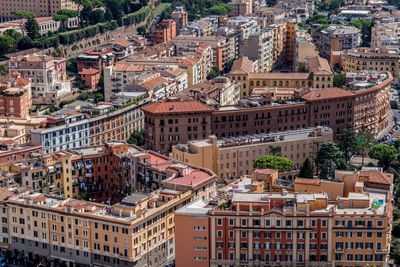 High angle view of buildings in city