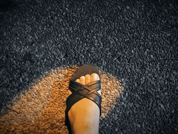 Low section of man standing on floor