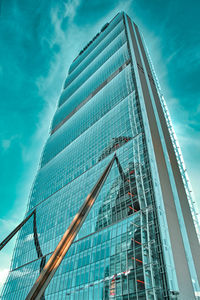 Low angle view of modern building against sky