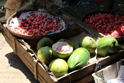 Fruits for sale at market stall