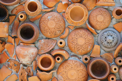 Full frame shot of patterned containers