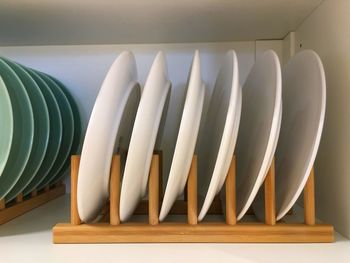 Close-up of white plate on table at home