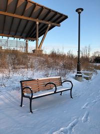 Built structure on snow covered landscape